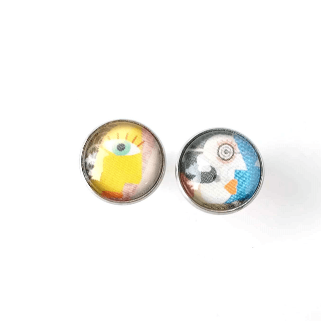 Puces d'oreilles en PAPIER recyclé - Visages - Pièces Artisanales et Uniques