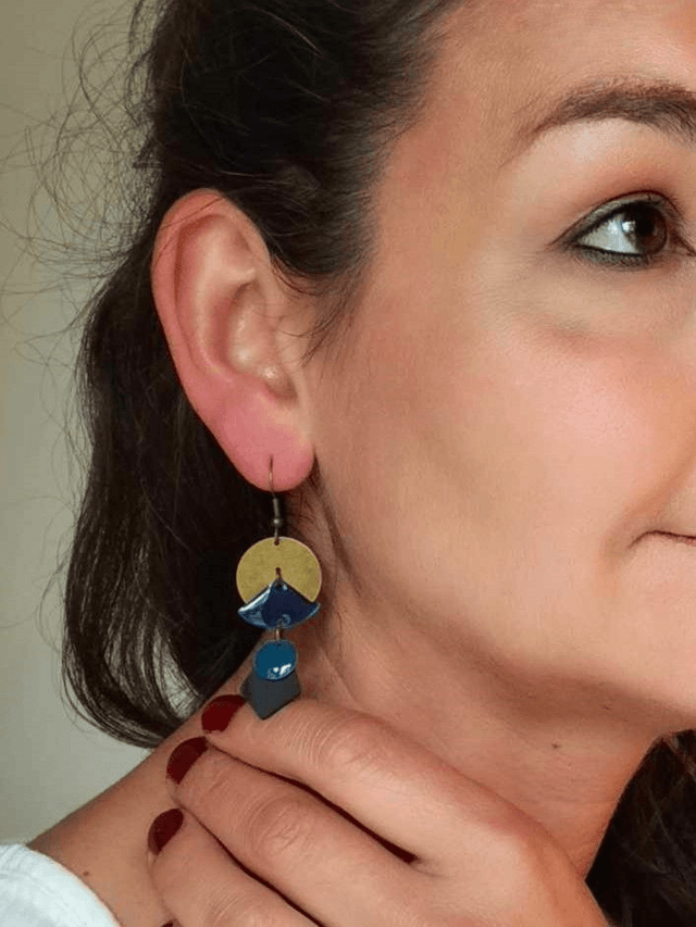 Boucles d'Oreilles Upcyclées en Chambre à air recyclée - Géométriques Ethniques