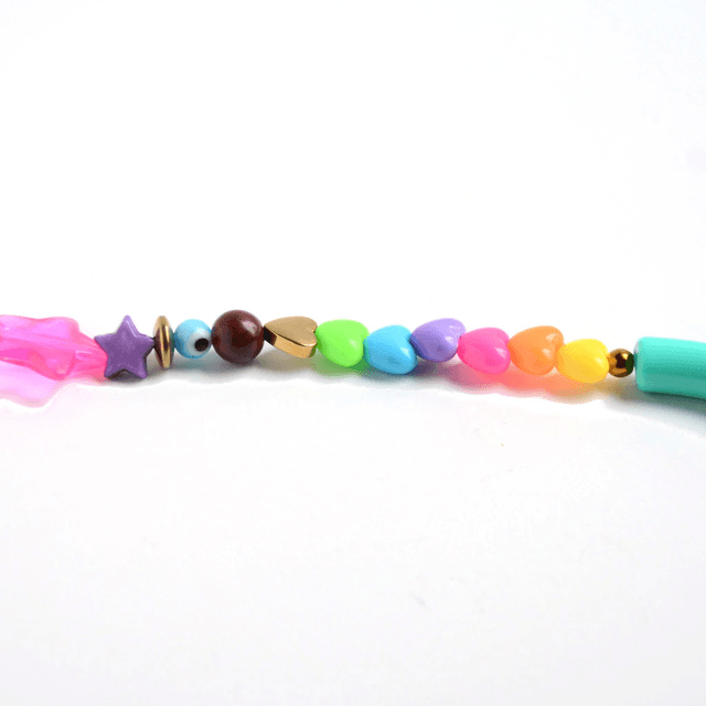 Bracelet 90's Flashy éco-responsable - PERLES vintage RECYCLÉES années 90 - Multicolore - Pièce Unique (1)