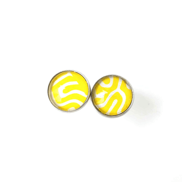 Puces d'oreilles en PAPIER recyclé - Jaune - Pièces Artisanales et Uniques  