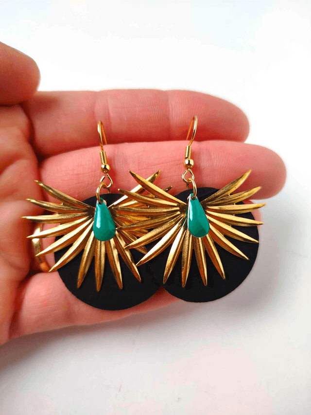 Boucles d'Oreilles Asymétriques Upcyclées  en Chambre à air Recyclée - Solaires