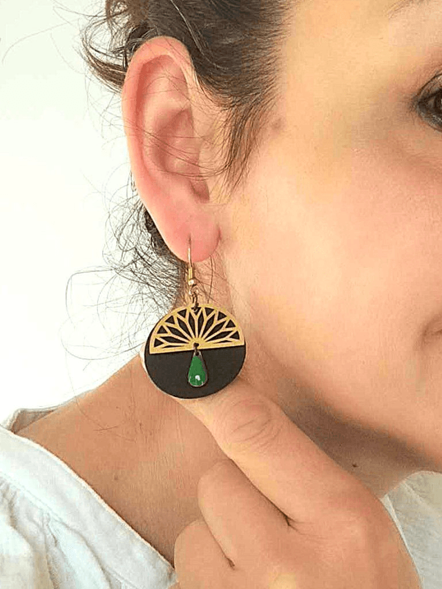Boucles d'Oreilles Asymétriques Upcyclées  en Chambre à air Recyclée - Mozaïques
