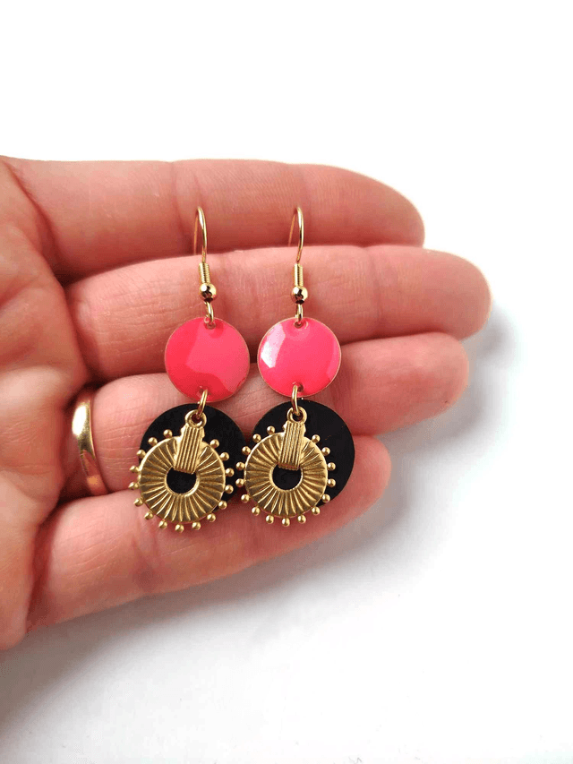 Boucles d'Oreilles Asymétriques Upcyclées  en Chambre à air Recyclée - Ethniques