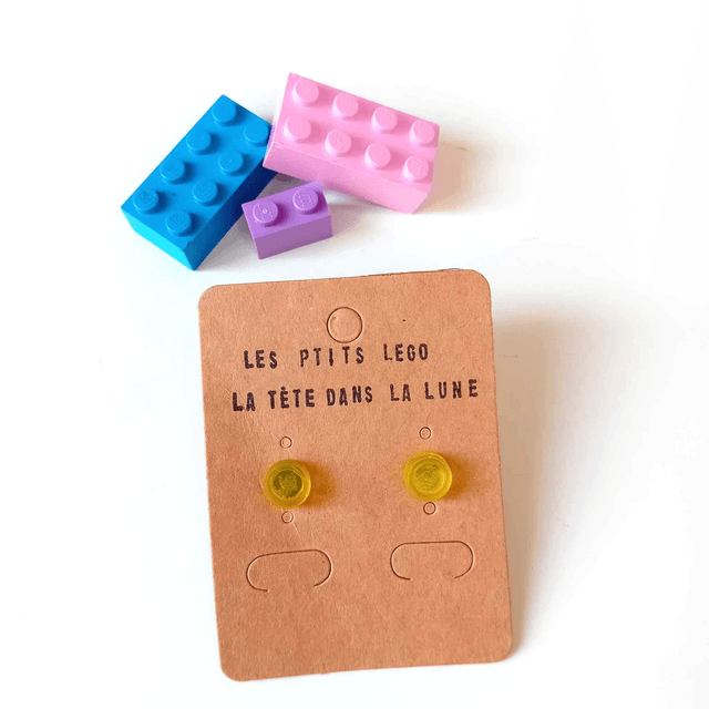 Puces "Les P'tits Lego" -  Jaune - Pièces Artisanales