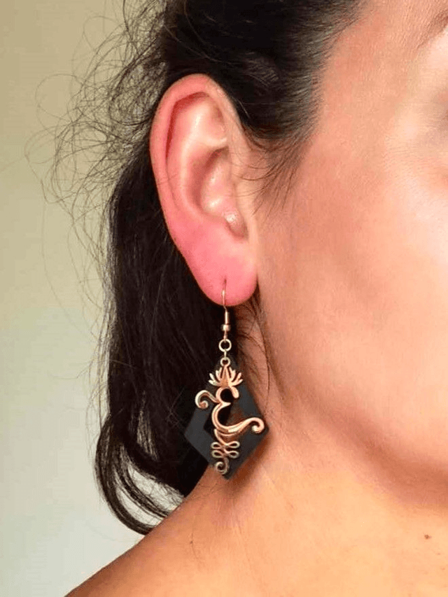 Boucles d'Oreilles Upcyclées en Chambre à Air Recyclée et Acier - Ohm 