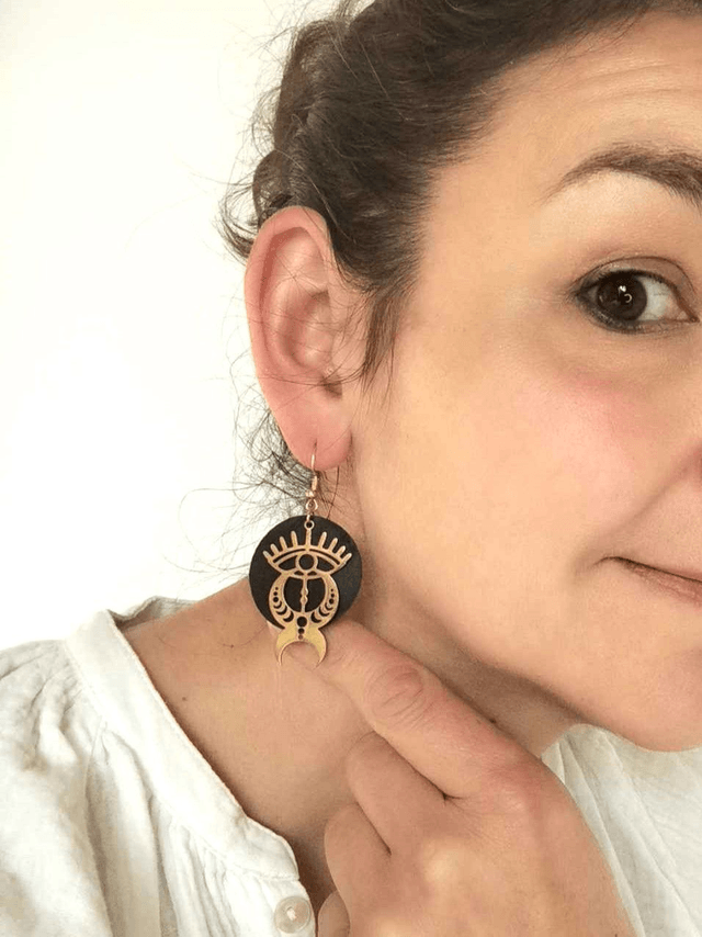 Boucles d'Oreilles Upcyclées en Chambre à Air et Acier Inoxydable Doré - Sacrées