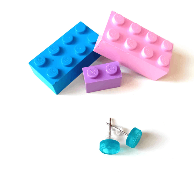 Puces "Les P'tits Lego" - Turquoise - Pièces Artisanales