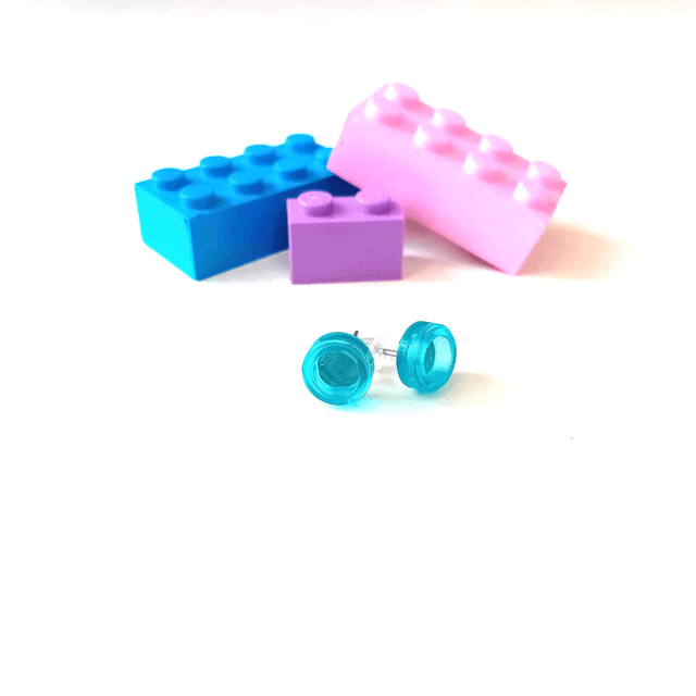 Puces &quot;Les P&#039;tits Lego&quot; - Turquoise - Pièces Artisanales