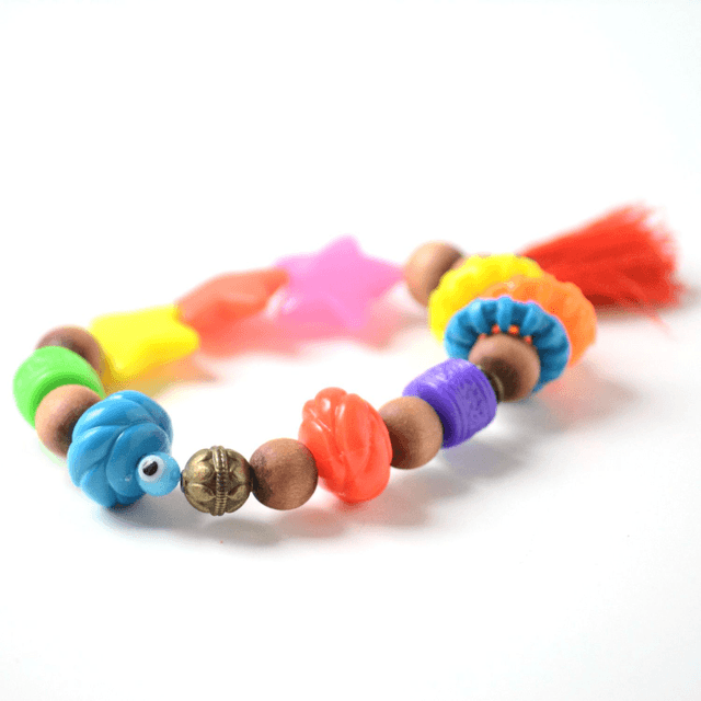 Bracelet fluo - PERLES RECYCLÉES - Multicolore - Pièce Unique