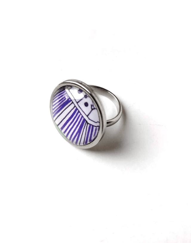 Bague Upcyclée Carte de Tarot Recyclée - Géométrique
